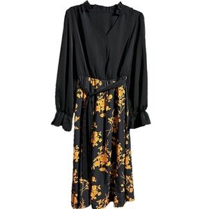 Elegant Women’s XX Lg Black and Orange Floral Dress
